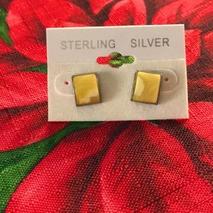 Sterling silver earrings with yellow stone